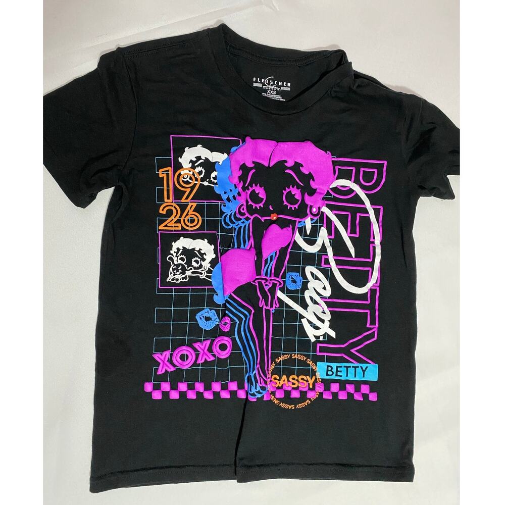 Vintage Betty Boop T‑Shirt – Black – Adult XXS – Sassy Fleischer Studios Graphic
